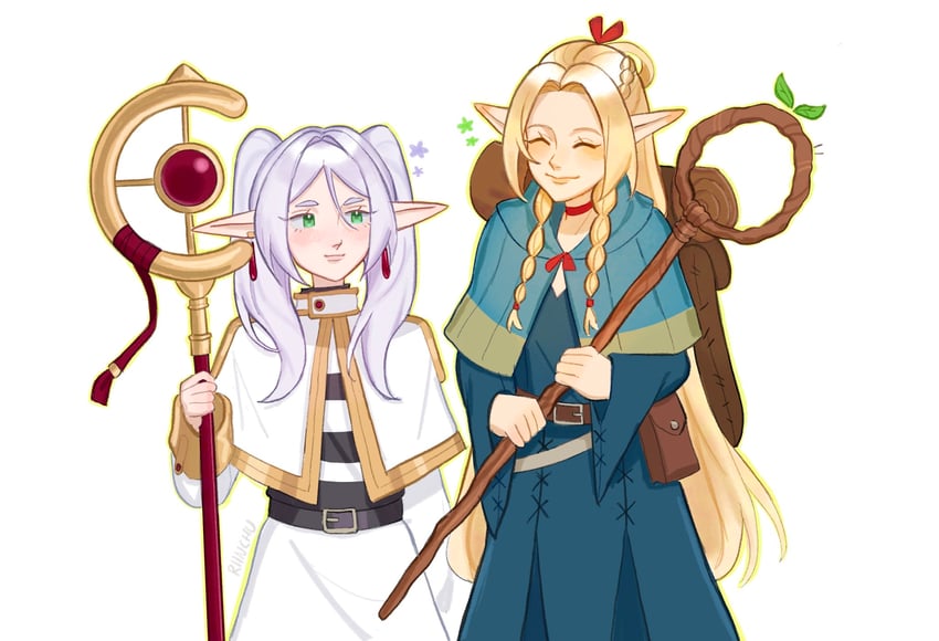 frieren and marcille donato (sousou no frieren and 1 more) drawn by riinchu