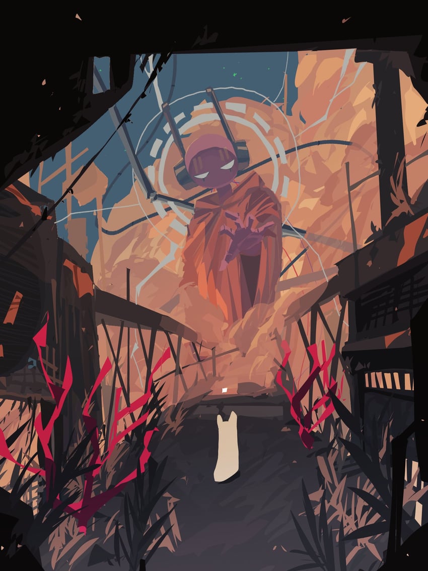 five pebbles and survivor (rain world) drawn by rice_candy