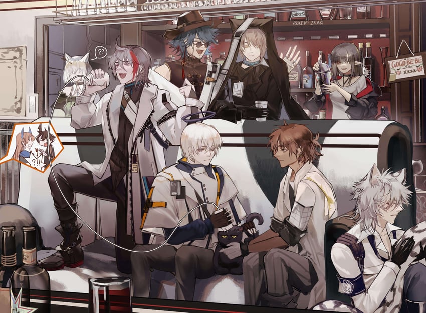 kal'tsit, silverash, thorns, executor, closure, and 6 more (arknights) drawn by ikag