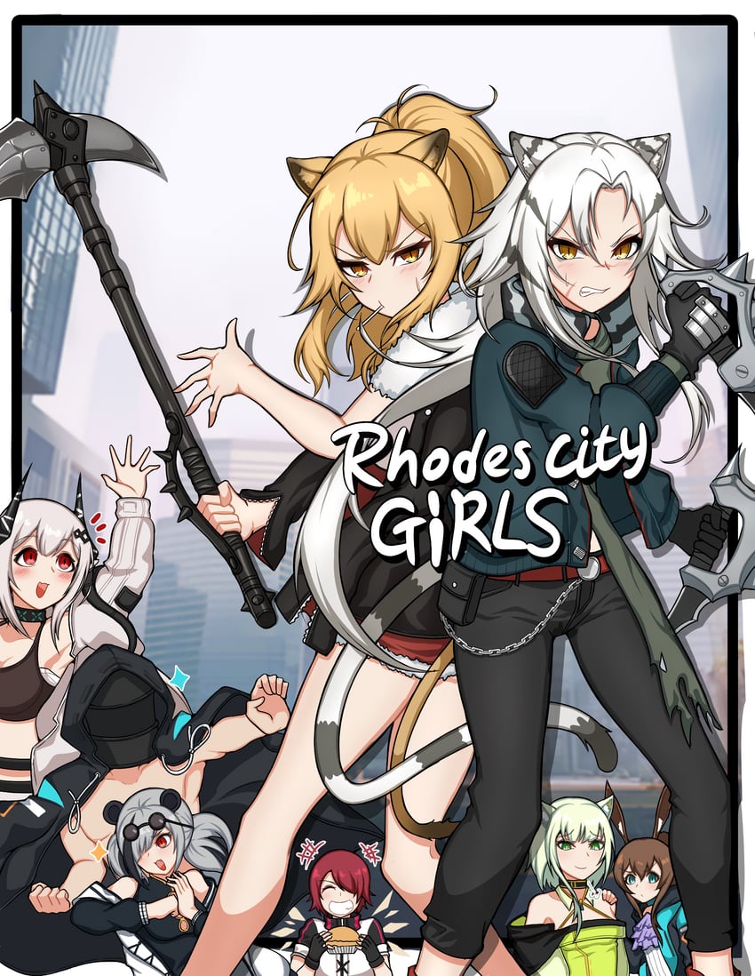doctor, amiya, exusiai, mudrock, siege, and 3 more (arknights and 2 more) drawn by manggapaegtoli