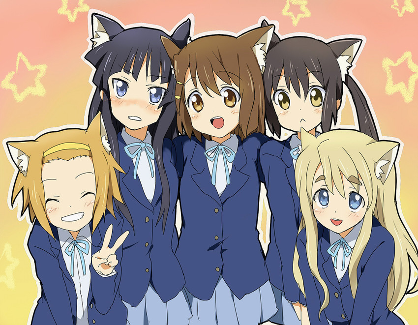 akiyama mio, nakano azusa, hirasawa yui, tainaka ritsu, and kotobuki tsumugi (k-on!) drawn by maruki_(punchiki)