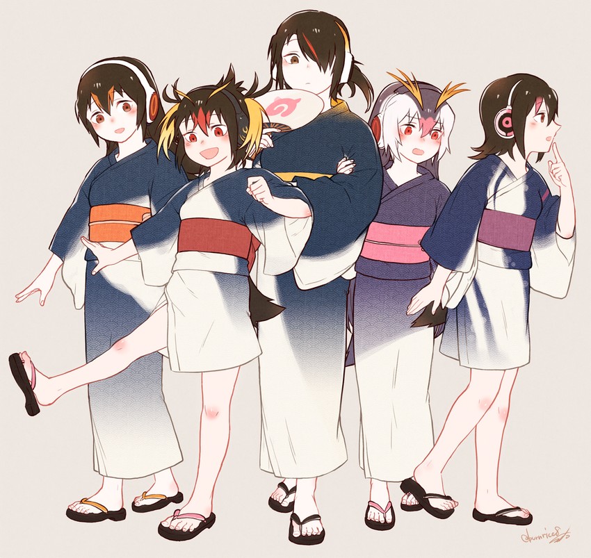 emperor penguin, humboldt penguin, royal penguin, rockhopper penguin, and gentoo penguin (kemono friends) drawn by seto_(harunadragon)