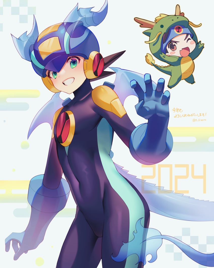 megaman.exe and lan hikari (mega man and 1 more) drawn by zero-go