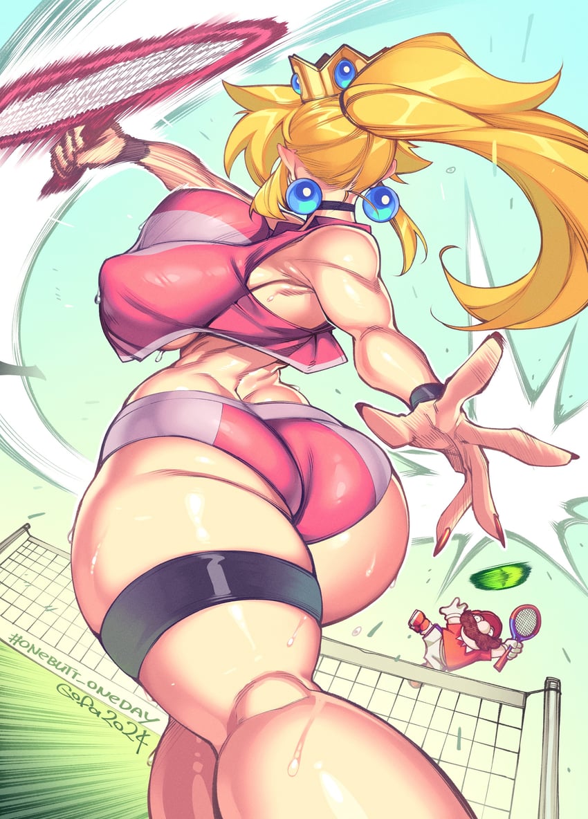 princess peach and mario (mario and 2 more) drawn by gofa