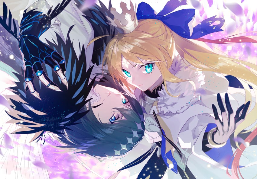 artoria pendragon, artoria caster, and oberon (fate and 1 more) drawn by tsuyukusa_(eeta7273)