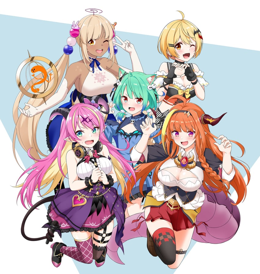 uruha rushia, kiryu coco, tsukumo sana, yozora mel, mano aloe, and 3 more (hololive and 1 more) drawn by felutiahime