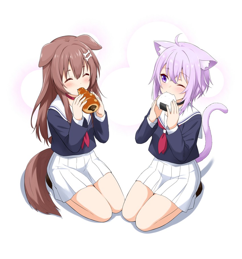 nekomata okayu and inugami korone (hololive) drawn by felutiahime