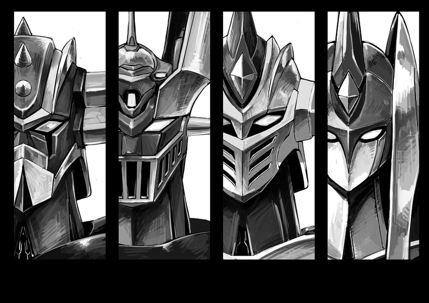 mazinger z, grendizer, zeoradizer, and aquadizer (mazinger and 2 more) drawn by inata_wataru