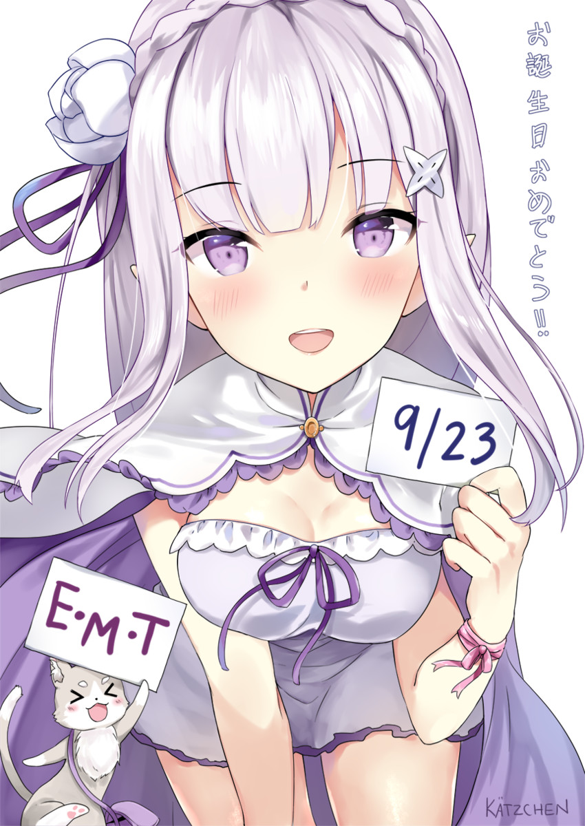 emilia and puck (re:zero kara hajimeru isekai seikatsu) drawn by kaetzchen