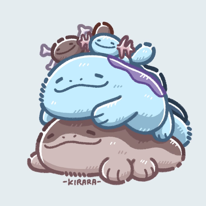 wooper, clodsire, quagsire, and paldean wooper (pokemon) drawn by kirara_(kirara-cecilvenes)