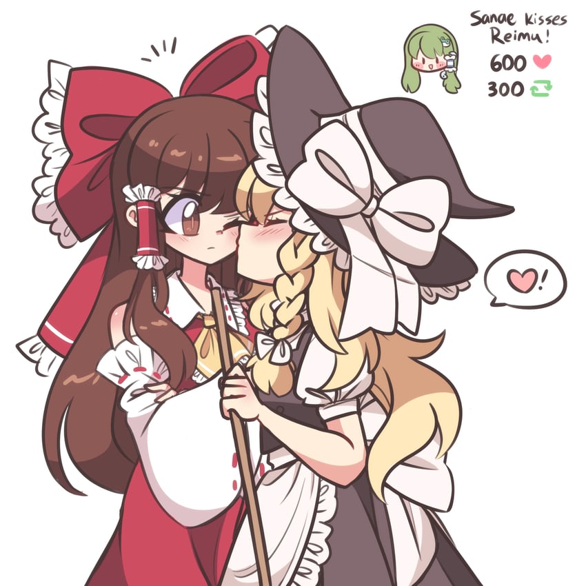 hakurei reimu, kirisame marisa, and kochiya sanae (touhou) drawn by littlecloudie