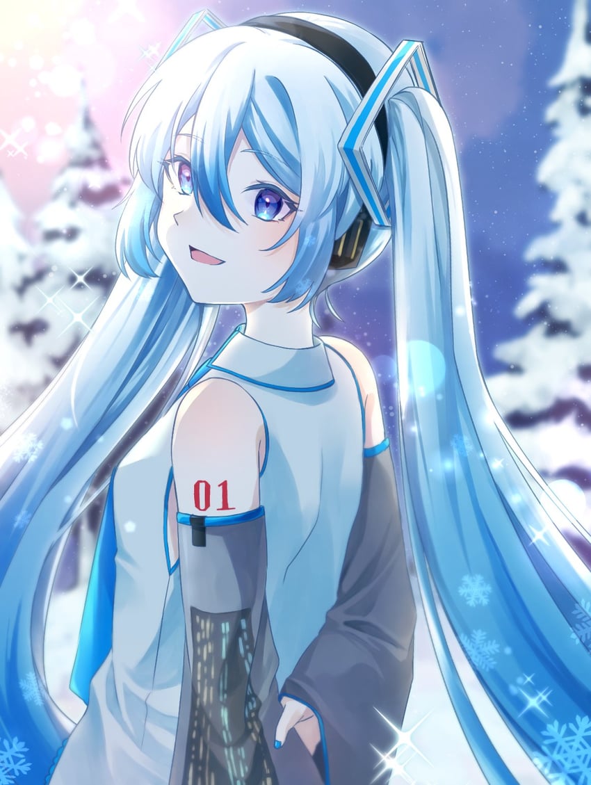 hatsune miku and yuki miku (vocaloid) drawn by huyu_hakuyami