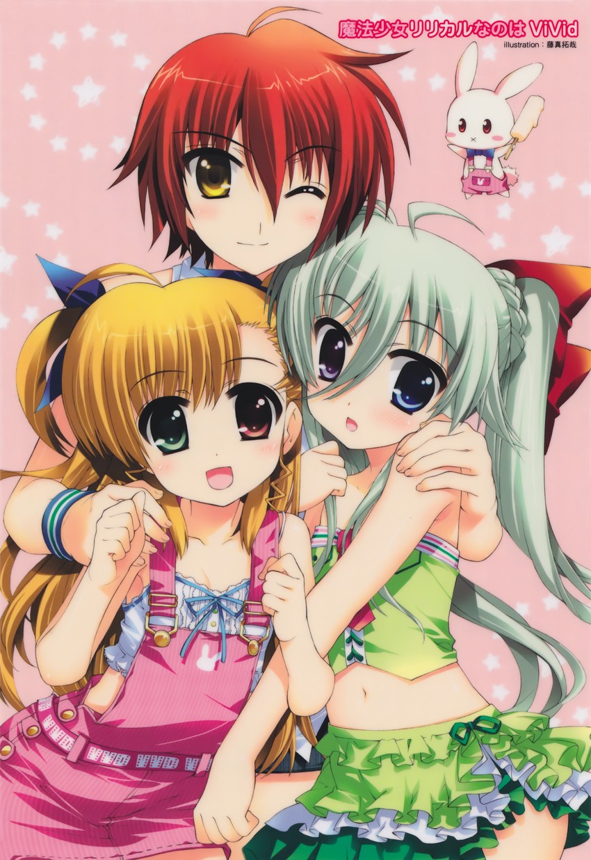 vivio, einhard stratos, sacred heart, and nove (lyrical nanoha and 2 more) drawn by fujima_takuya