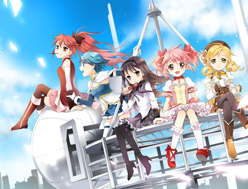 akemi homura, kaname madoka, miki sayaka, sakura kyoko, and tomoe mami (mahou shoujo madoka magica) drawn by mca_(dessert_candy)