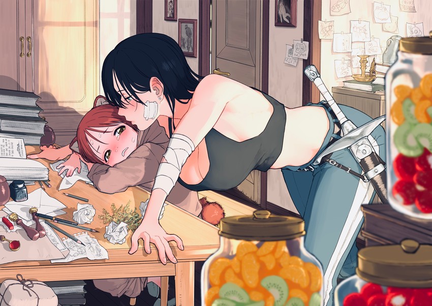 olivia and noah (onna kishi to kemonomimi no ko) drawn by turbo_engine_(rakugaki_tabo)