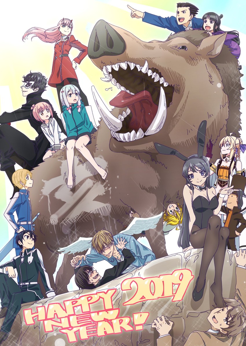 zero two, amamiya ren, kirito, izumi sagiri, phoenix wright, and 6 more (persona and 10 more) drawn by makicha_(sasurainopink)