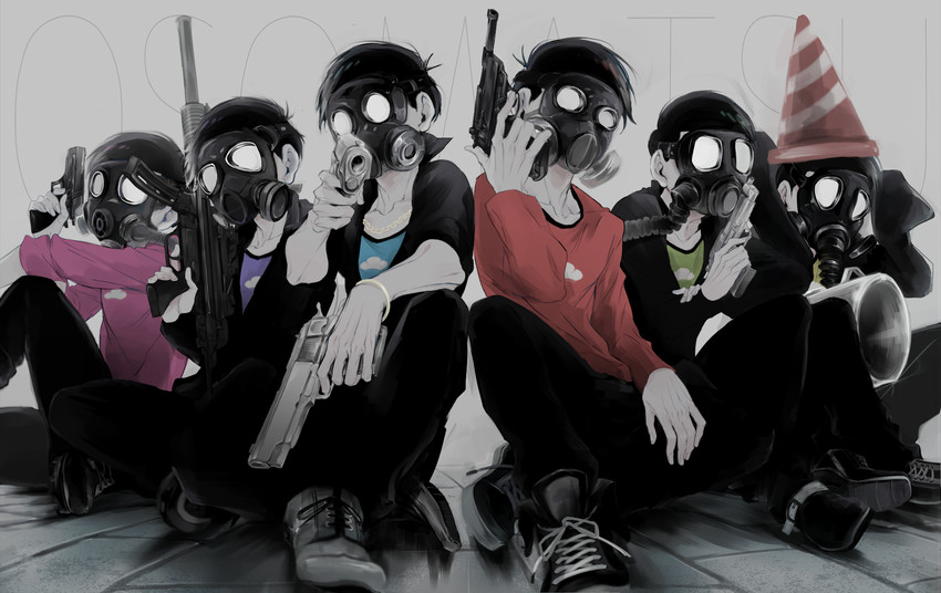 matsuno osomatsu, matsuno karamatsu, matsuno ichimatsu, matsuno jyushimatsu, matsuno choromatsu, and 1 more (osomatsu and 2 more) drawn by asarai