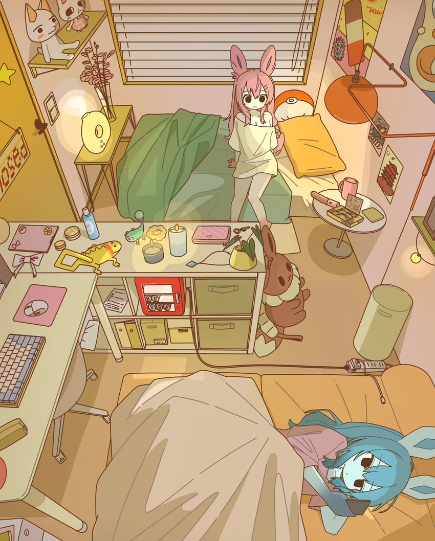 eevee, sylveon, glaceon, diglett, inoue toro, and 1 more (pokemon and 3 more) drawn by mike_no_hito