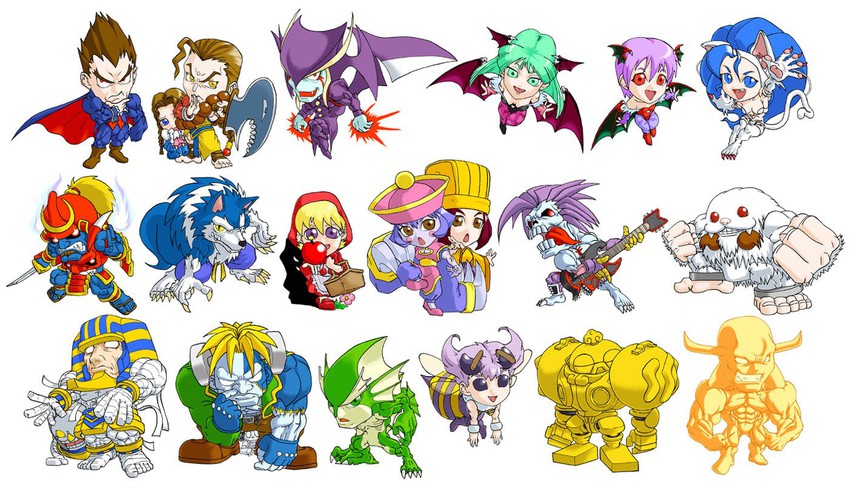 morrigan aensland, lilith, felicia, hsien-ko, b.b. hood, and 15 more (darkstalkers) drawn by zya_pck