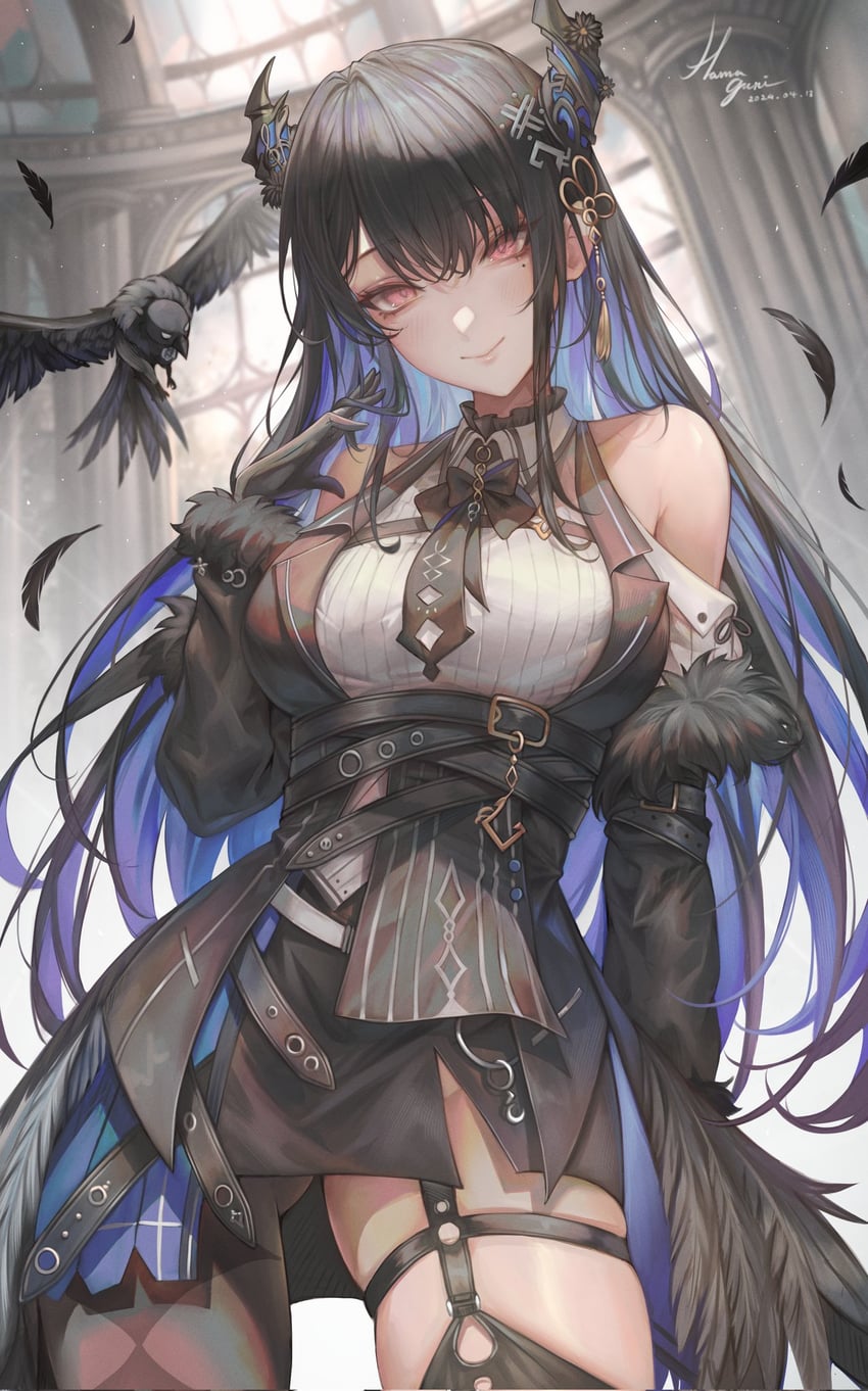 nerissa ravencroft and shadow (hololive and 1 more) drawn by hama_guri
