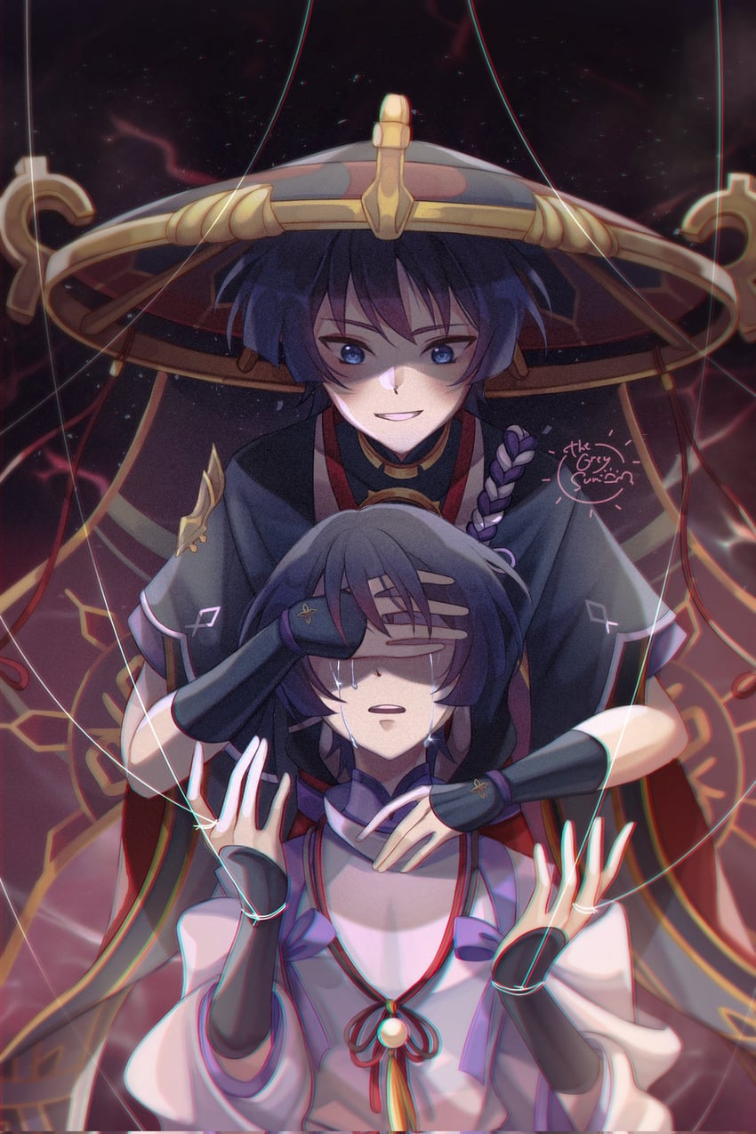 scaramouche (genshin impact) drawn by thegreysun1