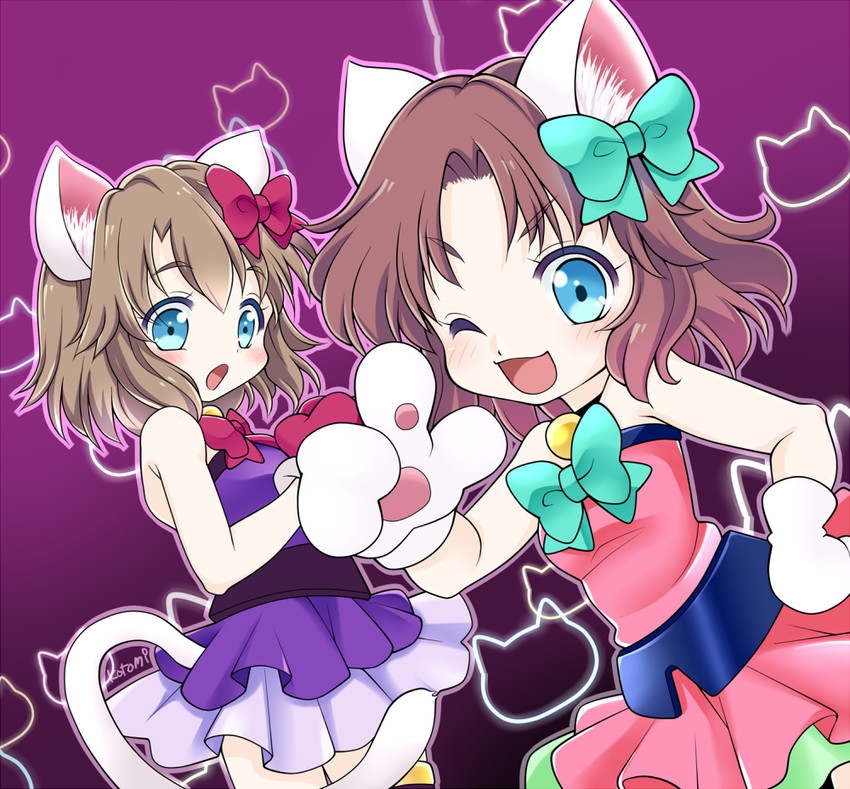 moneko and neneko (nyanko daisensou and 1 more) drawn by kotomi_(happy_colors)