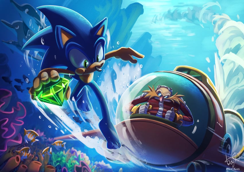 sonic the hedgehog and dr. eggman (sonic) drawn by sheylog