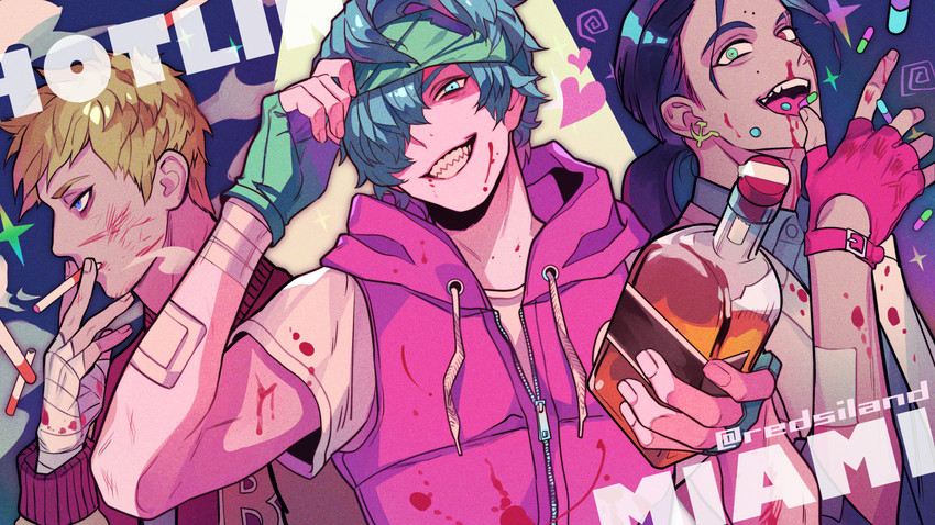 jacket, biker, and son (hotline miami and 1 more) drawn by akagi_(redsiland)