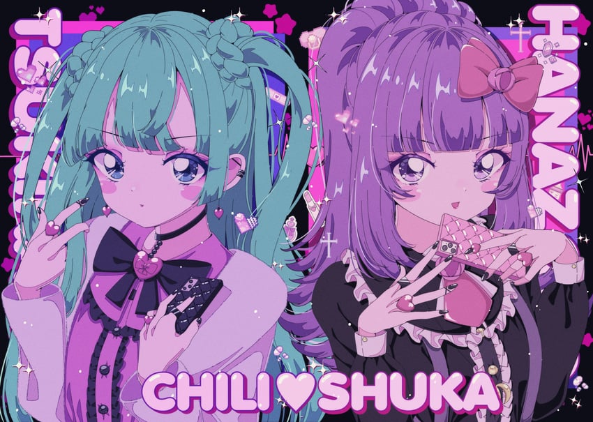 tsukikawa chili and hanazono shuka (pretty series and 2 more) drawn by milon_cas