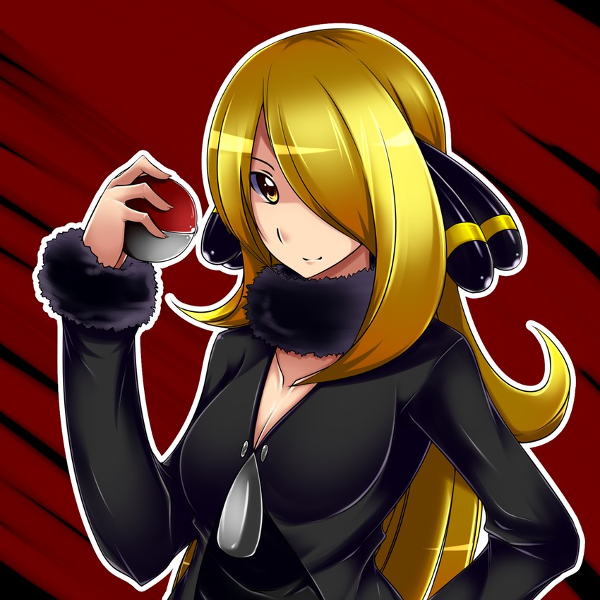 cynthia (pokemon and 1 more) drawn by pako_(moto_paco)