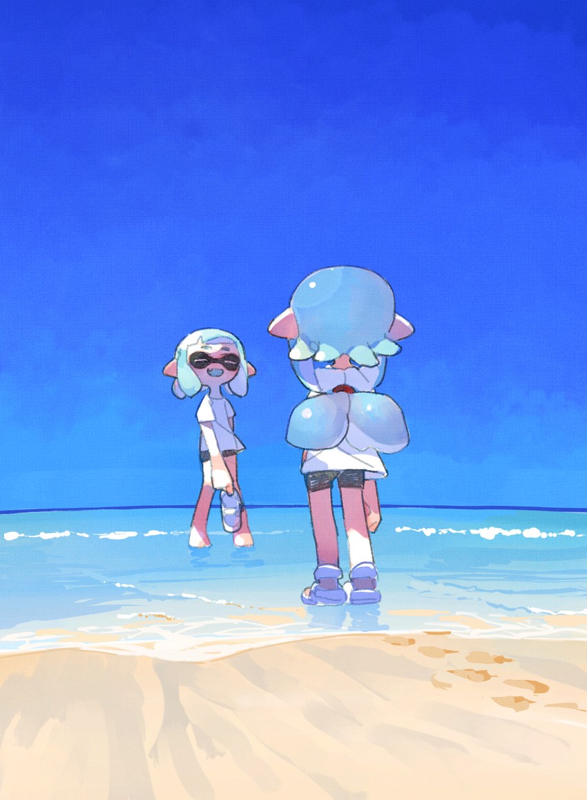 inkling player character and inkling girl (splatoon) drawn by aspara