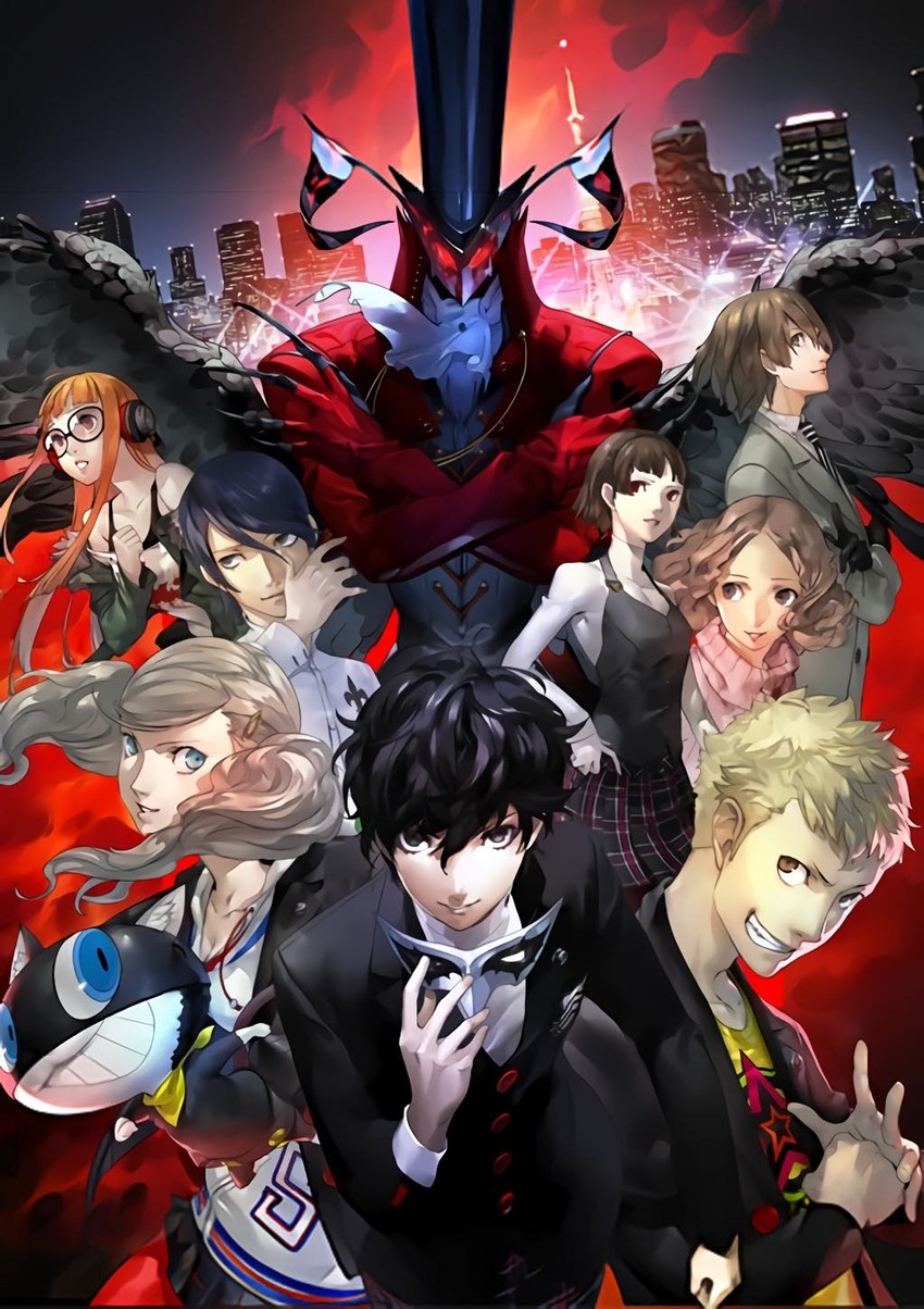 amamiya ren, takamaki anne, sakura futaba, niijima makoto, okumura haru, and 5 more (persona and 1 more) drawn by soejima_shigenori