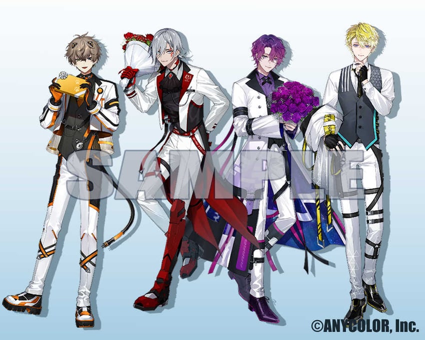 sonny brisko, alban knox, uki violeta, and fulgur ovid (nijisanji and 1 more) drawn by kurono_yuu