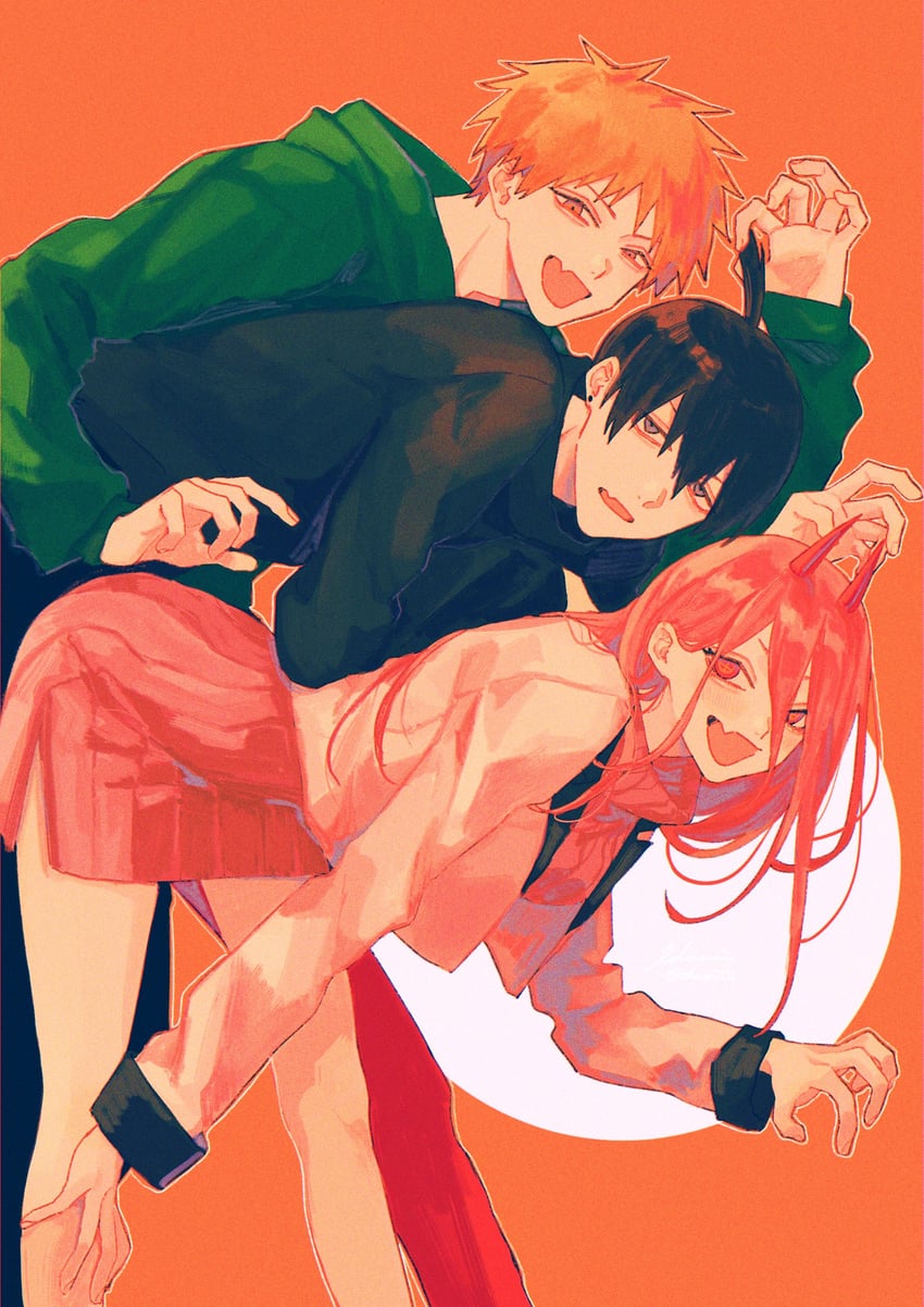 power, denji, and hayakawa aki (chainsaw man) drawn by izumi_(kisshot1126)