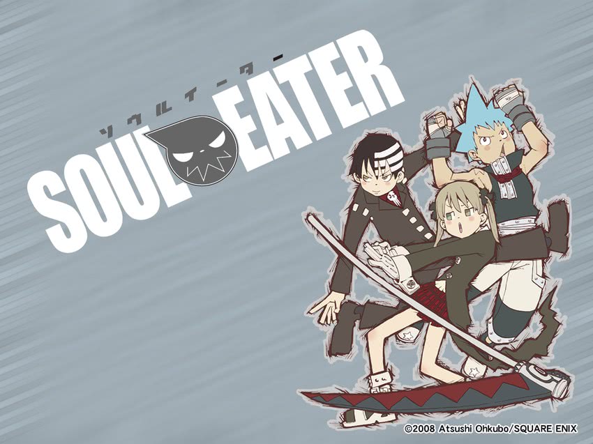 maka albarn, death the kid, and black star (soul eater)