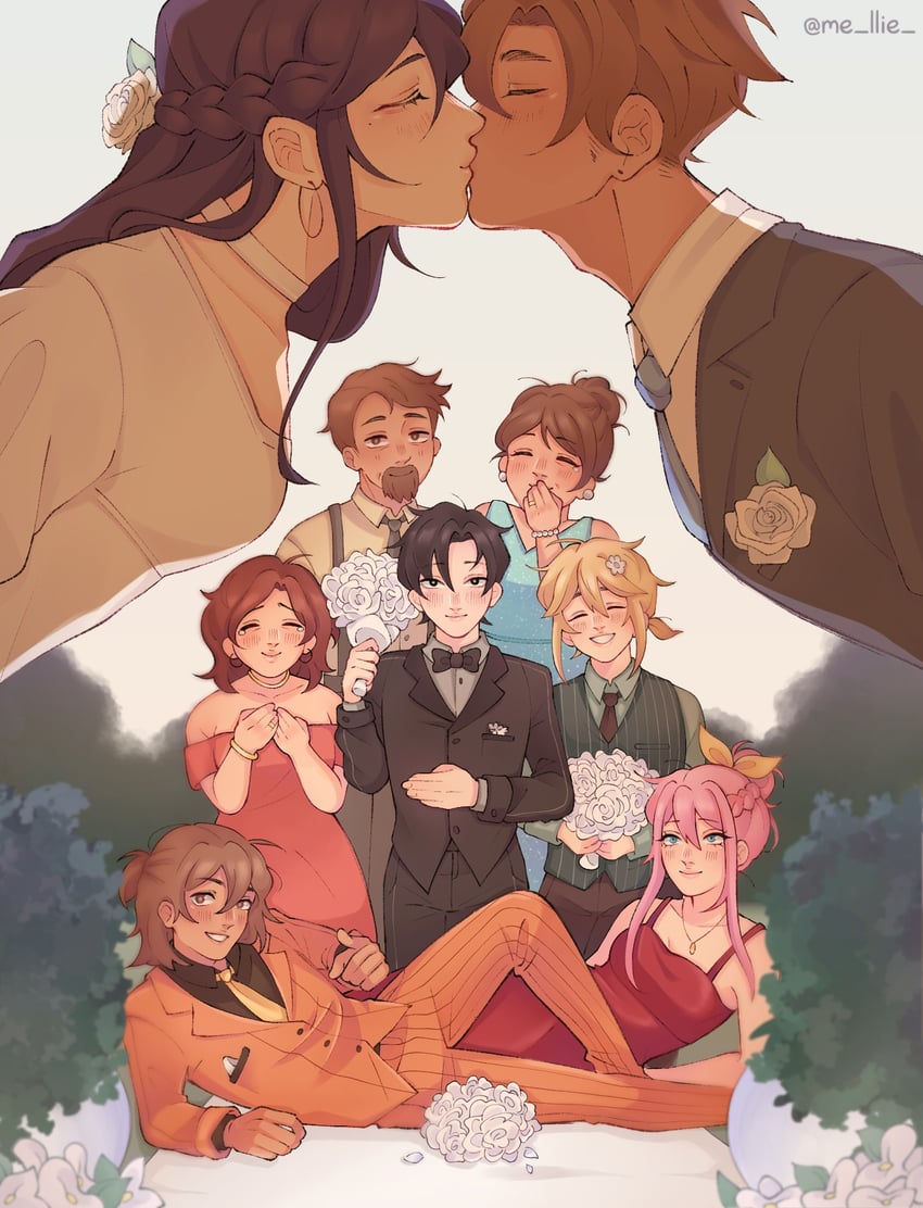 basil, aubrey, kel, mari, hero, and 3 more (omori) drawn by mel_(melmellie)