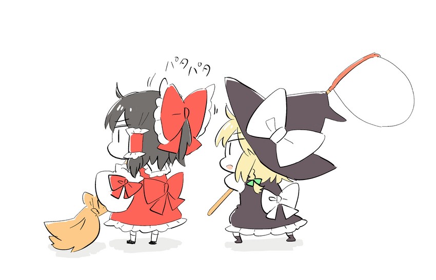 hakurei reimu and kirisame marisa (touhou) drawn by cyu_ta