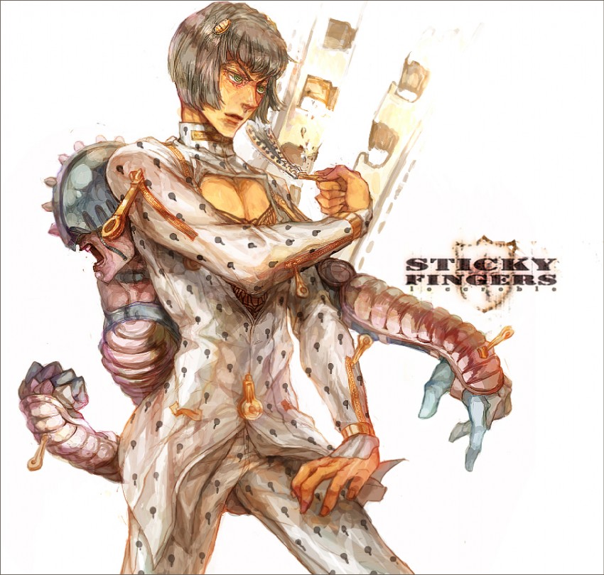 bruno bucciarati and sticky fingers (jojo no kimyou na bouken and 1 more) drawn by agnesgd