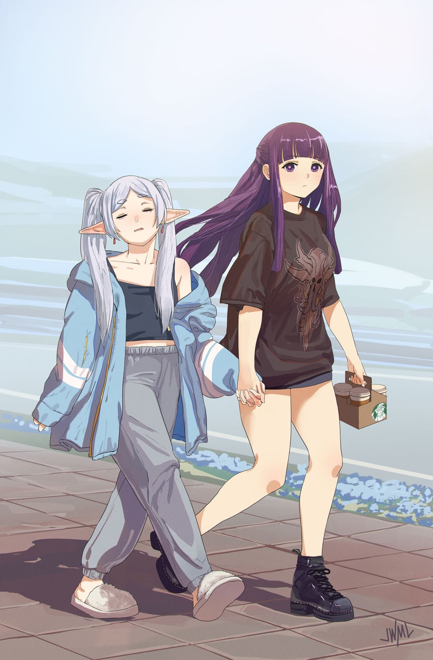 frieren and fern (sousou no frieren and 1 more) drawn by justin_leyva_(steamy_tomato)