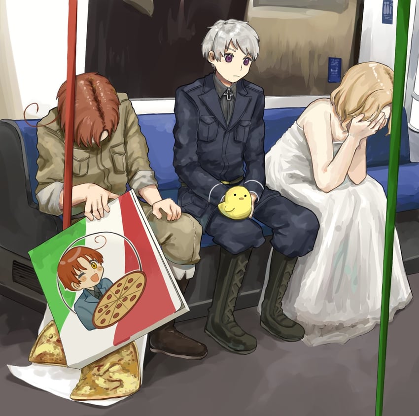 france, prussia, northern italy, and southern italy (axis powers hetalia) drawn by tukine_1202