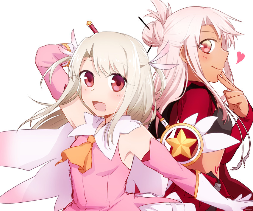 illyasviel von einzbern, chloe von einzbern, prisma illya, and magical ruby (fate and 1 more) drawn by harahara_(harashi001)