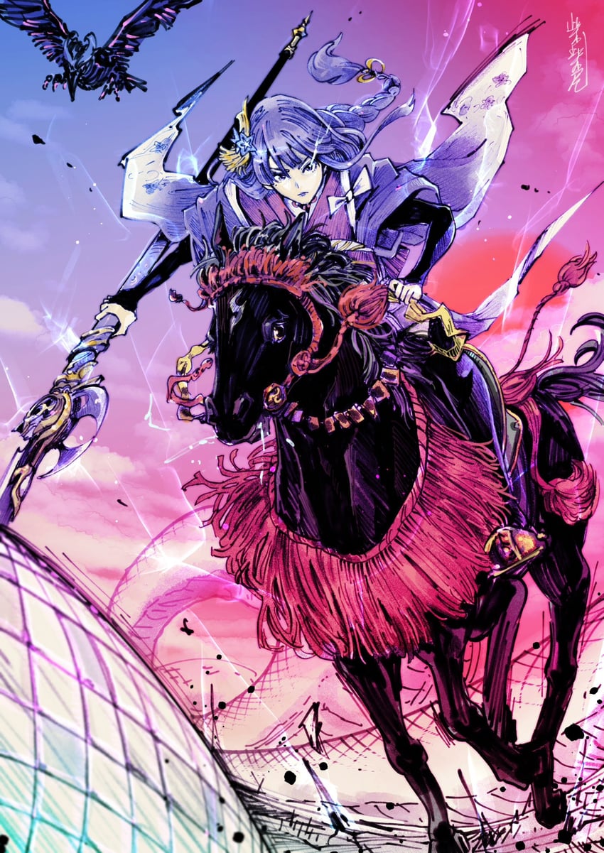 raiden shogun and orobashi (genshin impact) drawn by sivasiva_gen