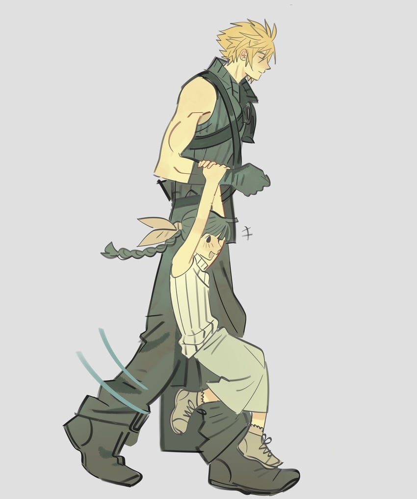 cloud strife and marlene wallace (final fantasy and 2 more) drawn by mmmckayyy