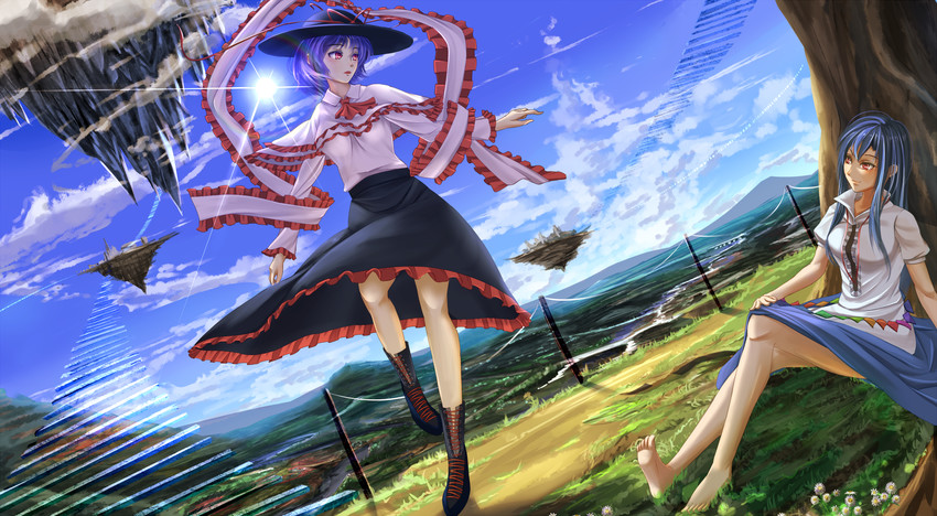 hinanawi tenshi and nagae iku (touhou) drawn by haru-kun