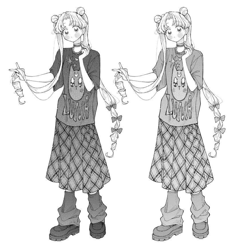 tsukino usagi and luna (bishoujo senshi sailor moon) drawn by neginoaoitokoro