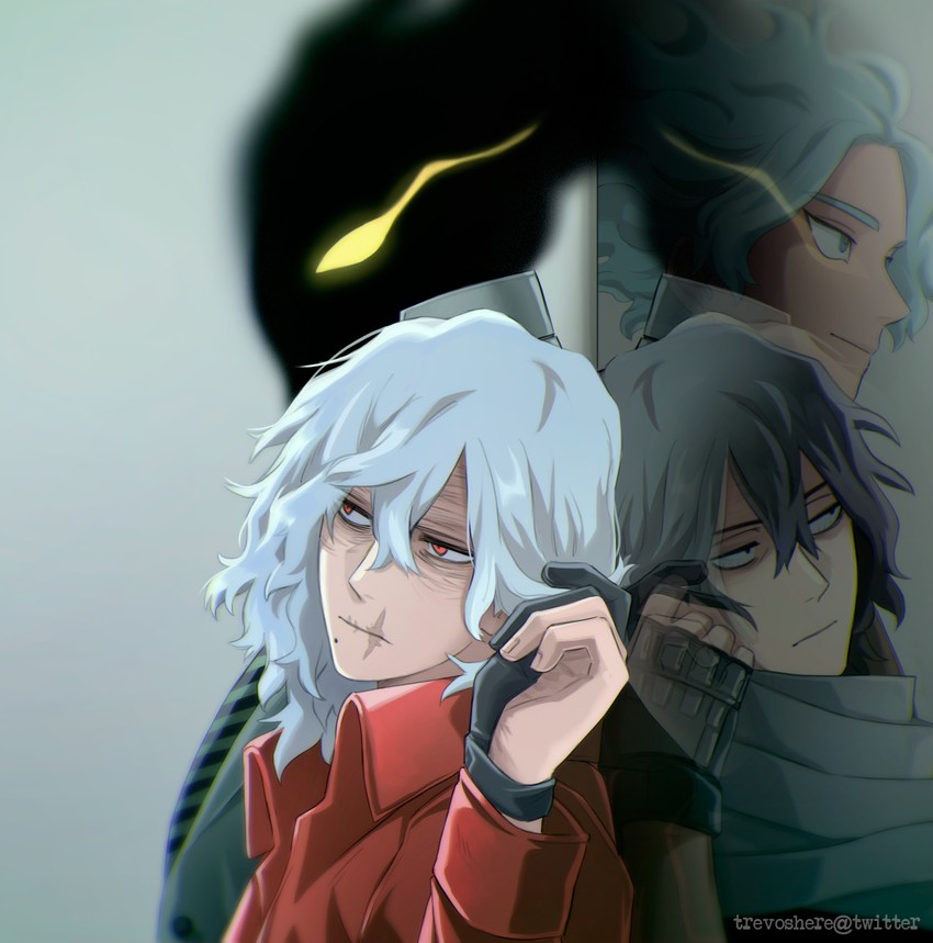 aizawa shota, shigaraki tomura, loud cloud, and kurogiri (boku no hero academia) drawn by trevo_(trevoshere)