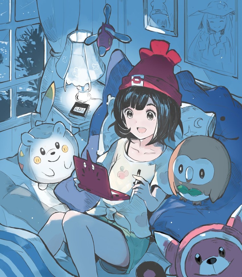 lillie, selene, rowlet, ditto, togedemaru, and 2 more (pokemon and 1 more) drawn by alchemaniac