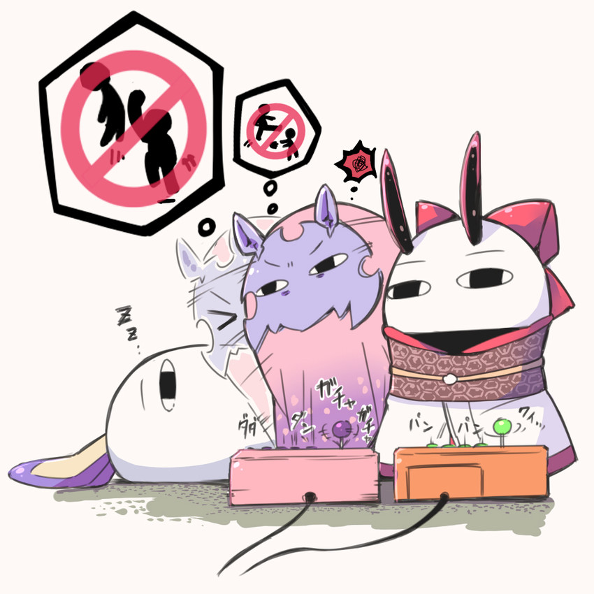 nitocris, tomoe gozen, osakabehime, and medjed (fate and 1 more) drawn by iguana_henshuu-chou