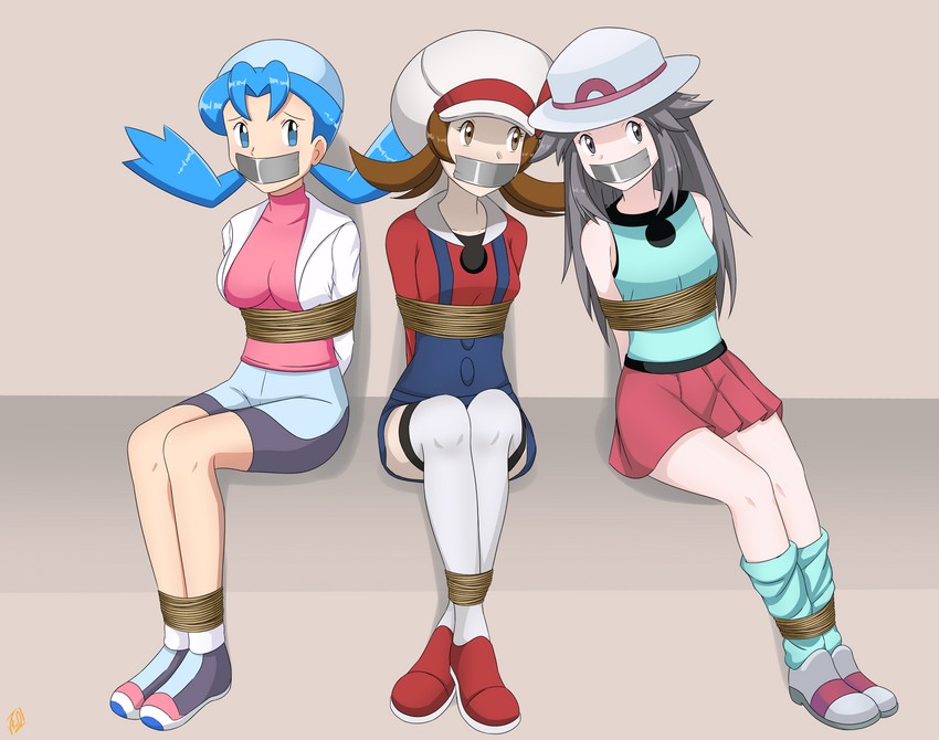 leaf, lyra, and kris (pokemon and 3 more) drawn by vakaosciosa