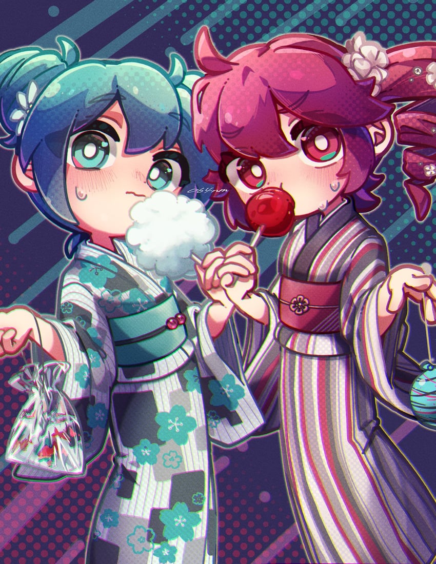 hatsune miku and kasane teto (vocaloid and 1 more) drawn by 064mn